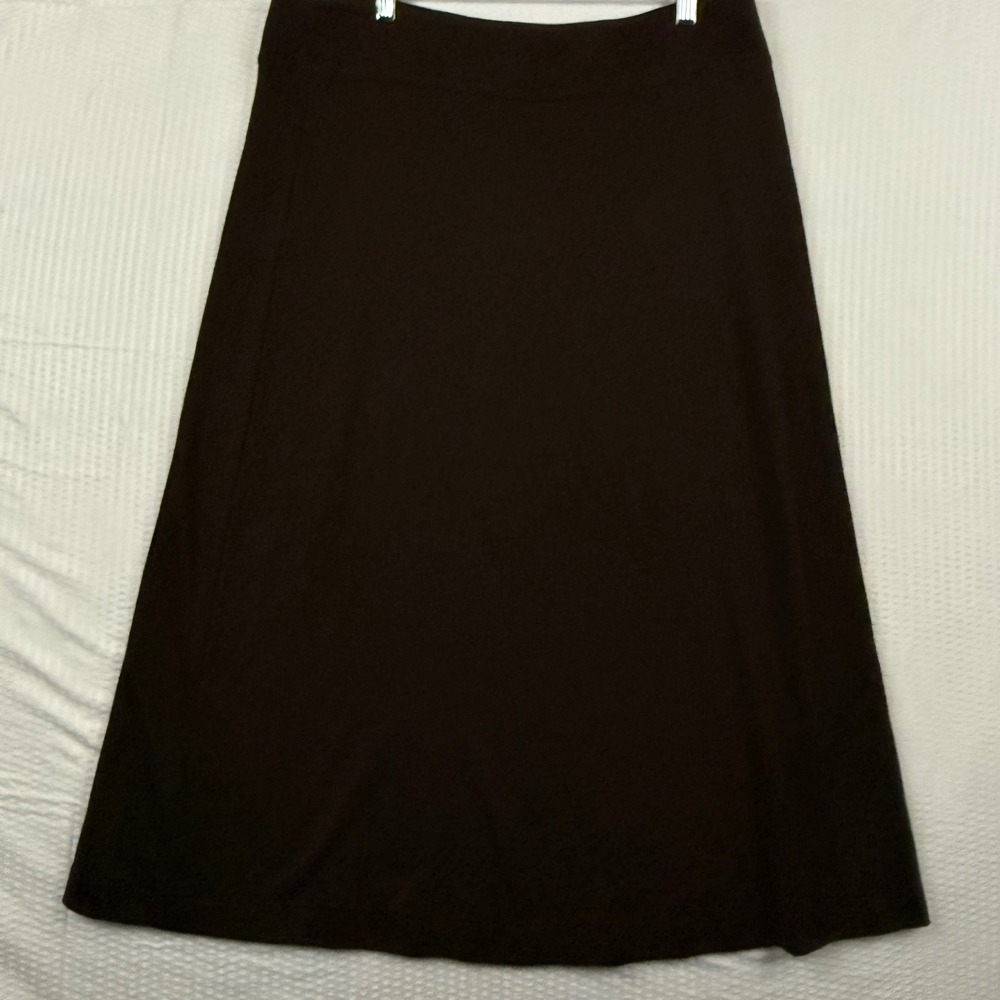 Lauren Ralph Lauren Brown Wool Blend A-Line Midi Skirt Size L Side Zip Knit